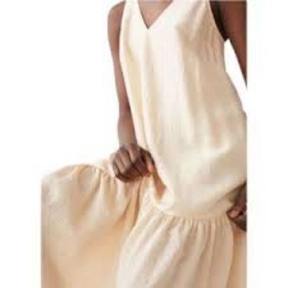 H&M Champagne V-Neck Drop Waist Slip Maxi Women's Dress (Size XS) - Picture 2 of 10